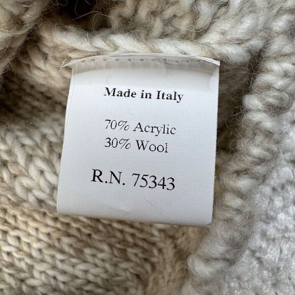 Paolo Mondo Wool Shawl Collar Cable Knit Sweater Made In Italy NEW - Picture 6 of 9